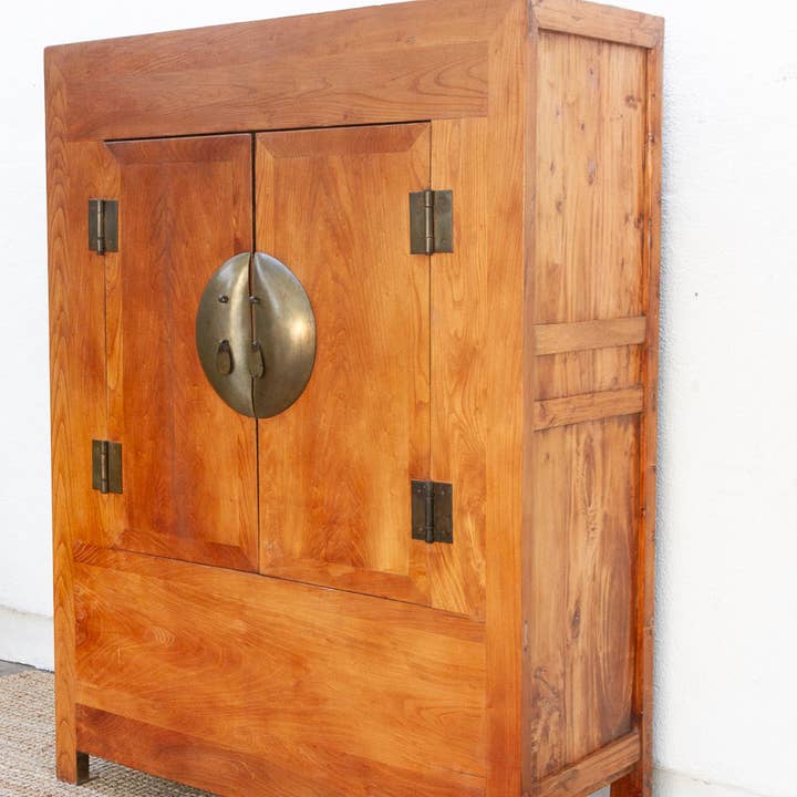 De-cor - Wholesale Cabinet - Antique Chinese Golden Elm Qing Armoire3