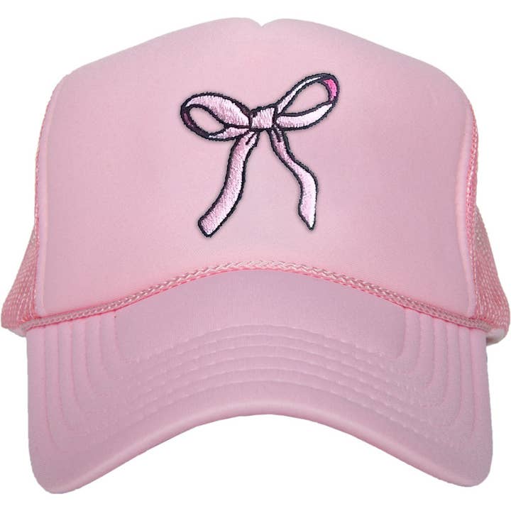 Katydid - Wholesale Trucker Hat - Women's - Coquette Pink Bow Trendy Foam Trucker Hat