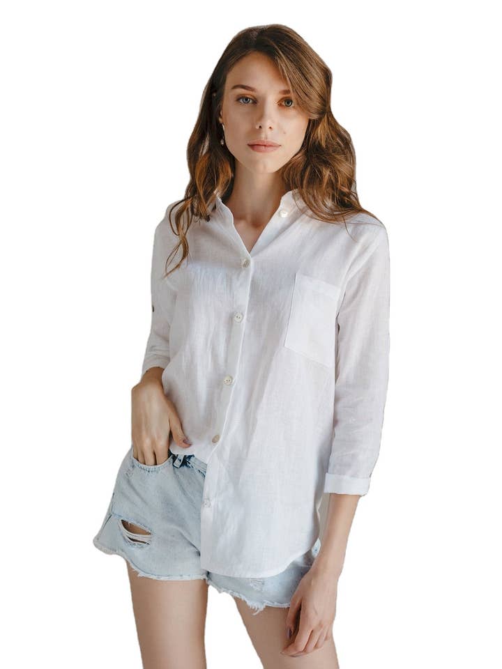 Chemise femme TIASHA col en pur coton à la mode pour la vente par Ayurvastram