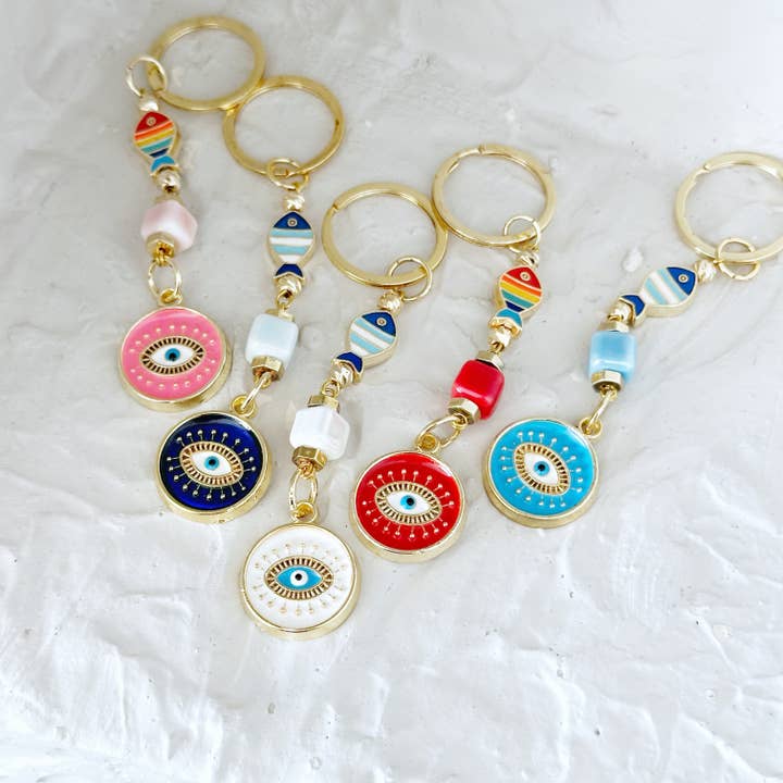 Evileyefavor - Venta al por mayor Llavero - Mujer - Llavero Evil Eye, llavero con forma de pez con amuleto de buena suerte4