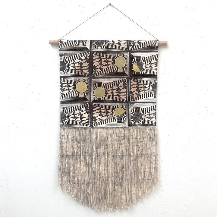 Comet with Circle and Gold Wall Hanging in Black for wholesale by Julia Canright