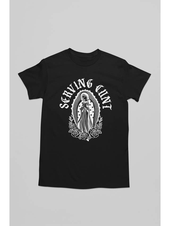 Wickedly Divine Shop – wholesale Screen printed t-shirt – Women′s – Serving Cunt, Virgin Mary Gothic Alternative Unisex Tee