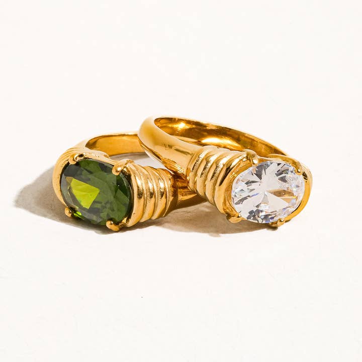 Flânerie by MAIQ - Wholesale Multi-Stone Ring - Verna 18K Gold Non-Tarnish Rhinestone Ring