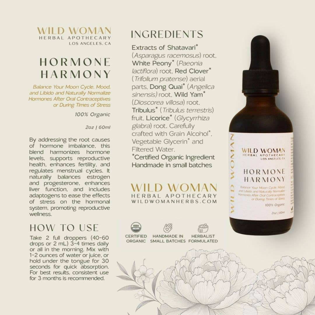 Wild Woman Herbal Apothecary – wholesale Tinktur – Hormone Harmony | Balans för PMS, PMDD, humör och hälsa efter p-piller7