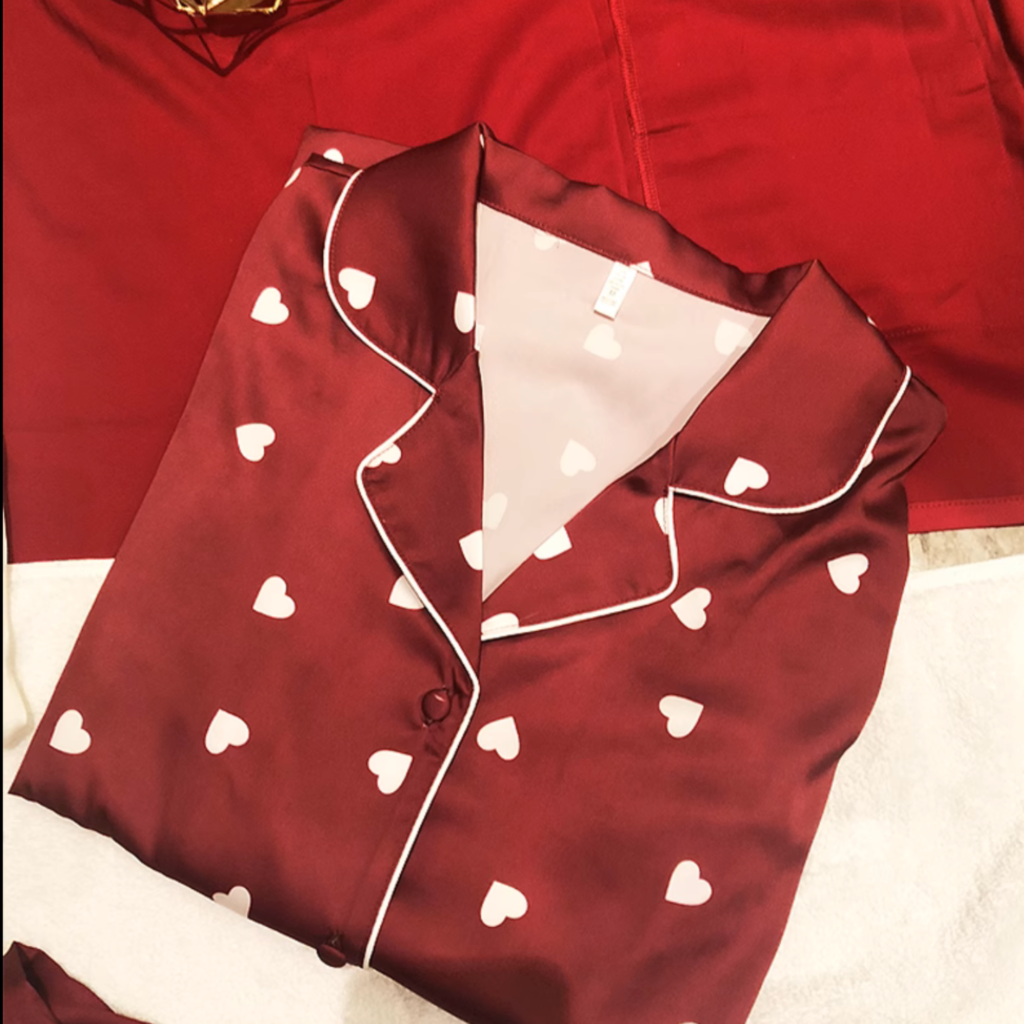 DrifWoo - Wholesale Sleepwear Set - Women's - Romantic Red Heart Satin Pajamas Women Set Gift for Her6