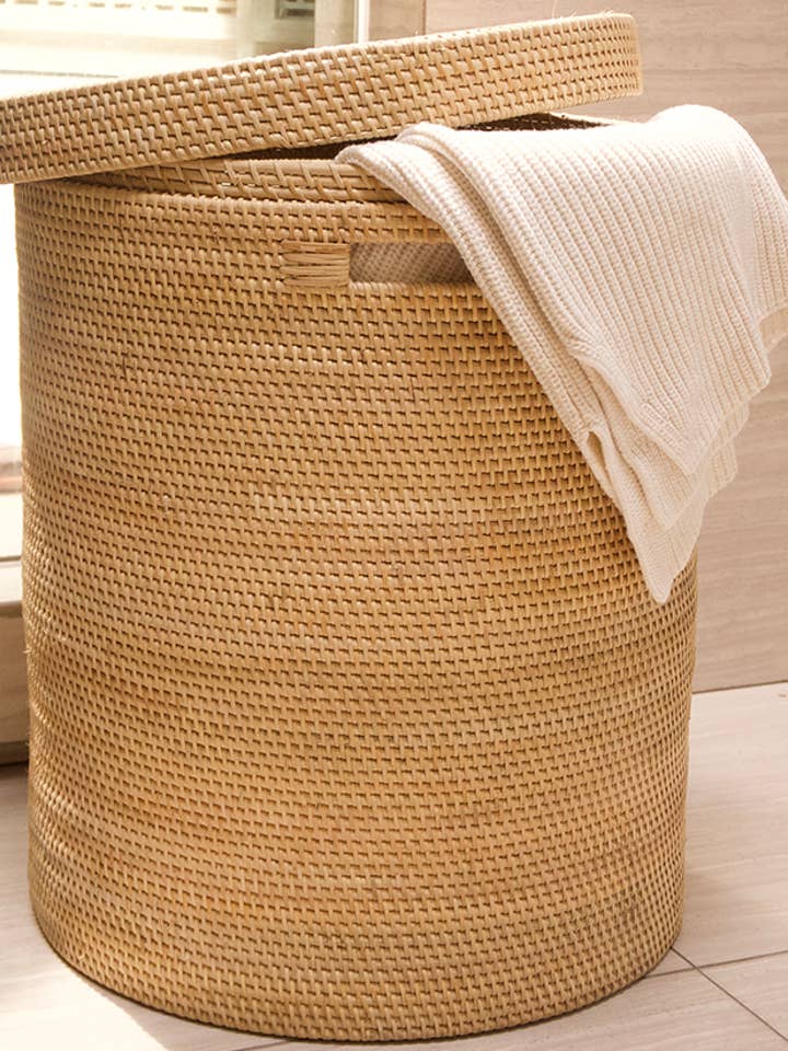 Amara Handwoven Rattan Hamper - Light Woven for wholesale by Cantiq Living