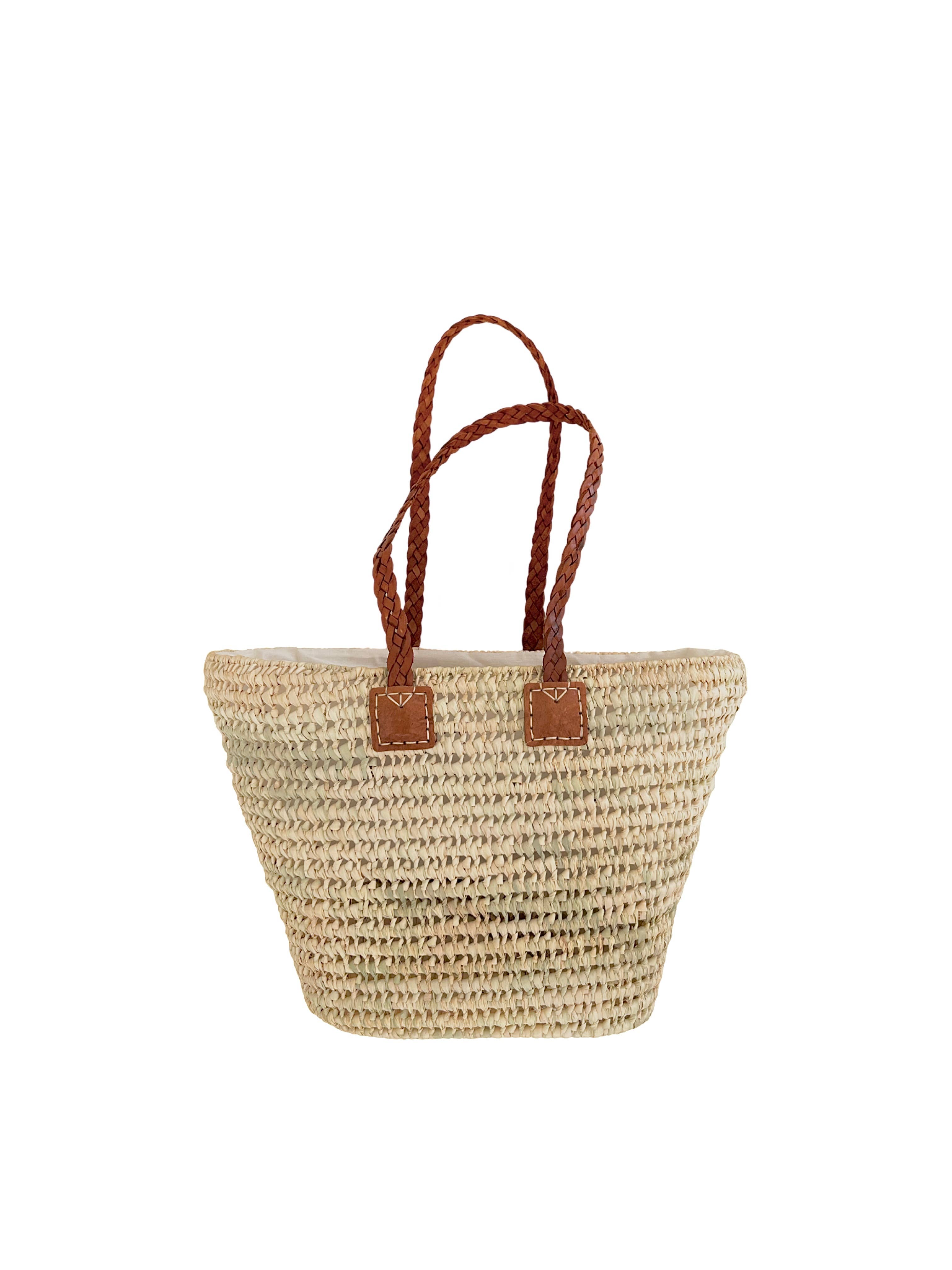Vanerra - Vendita all'ingrosso Borsa da spiaggia - Cesto Bilbao in palma con manici intrecciati in pelle