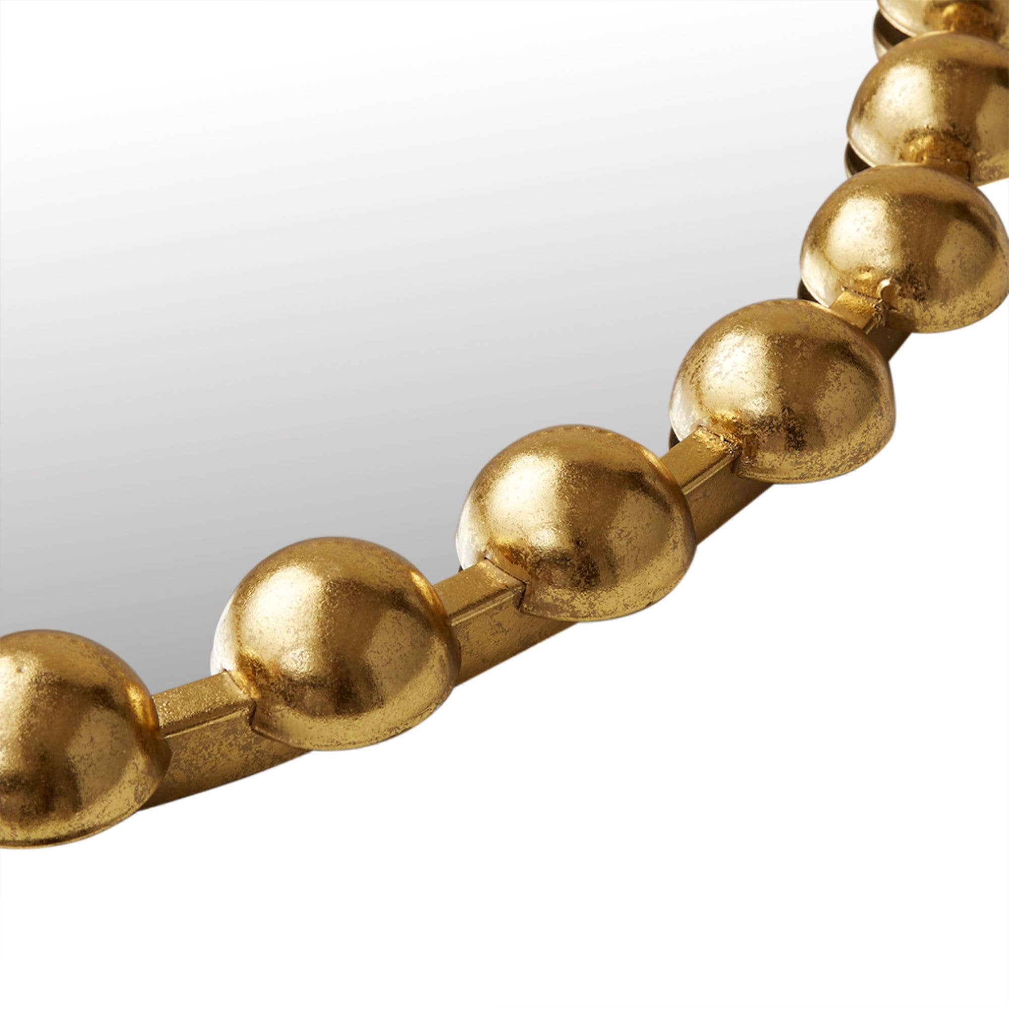 Olliix - Vente Miroir mural - Miroir mural encadré en fer rond Doré8