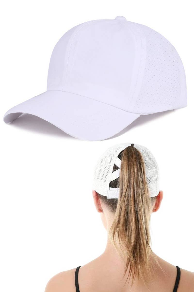 42POPS - Wholesale Baseball Cap - Women&#x27;s - ..0806 Criss Cross Ponytail Baseball Cap Mesh side SI-285496