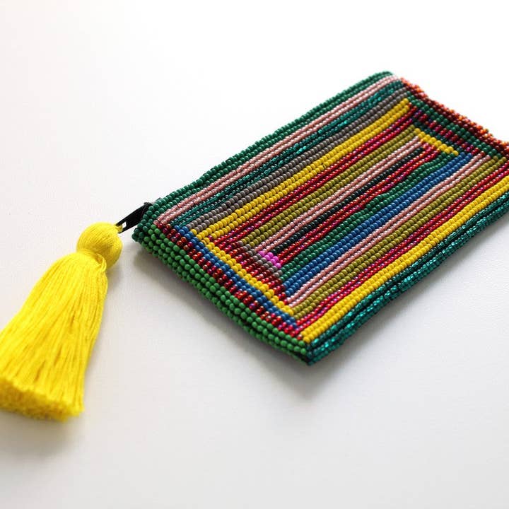 Rectangle Glass Bead Coin Purse Multicolor for wholesale by La Casa Cotzal S.A.