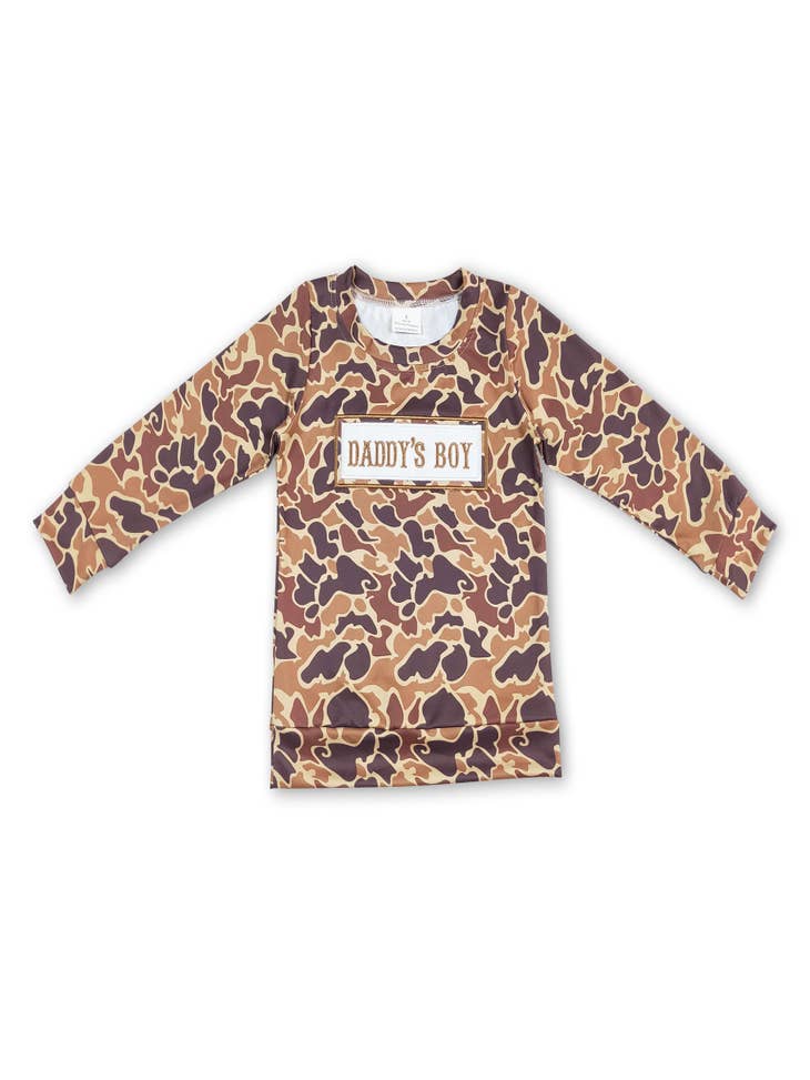 Wholesale Daddy's boy embroidery camo kids boys shirt for your store - Faire