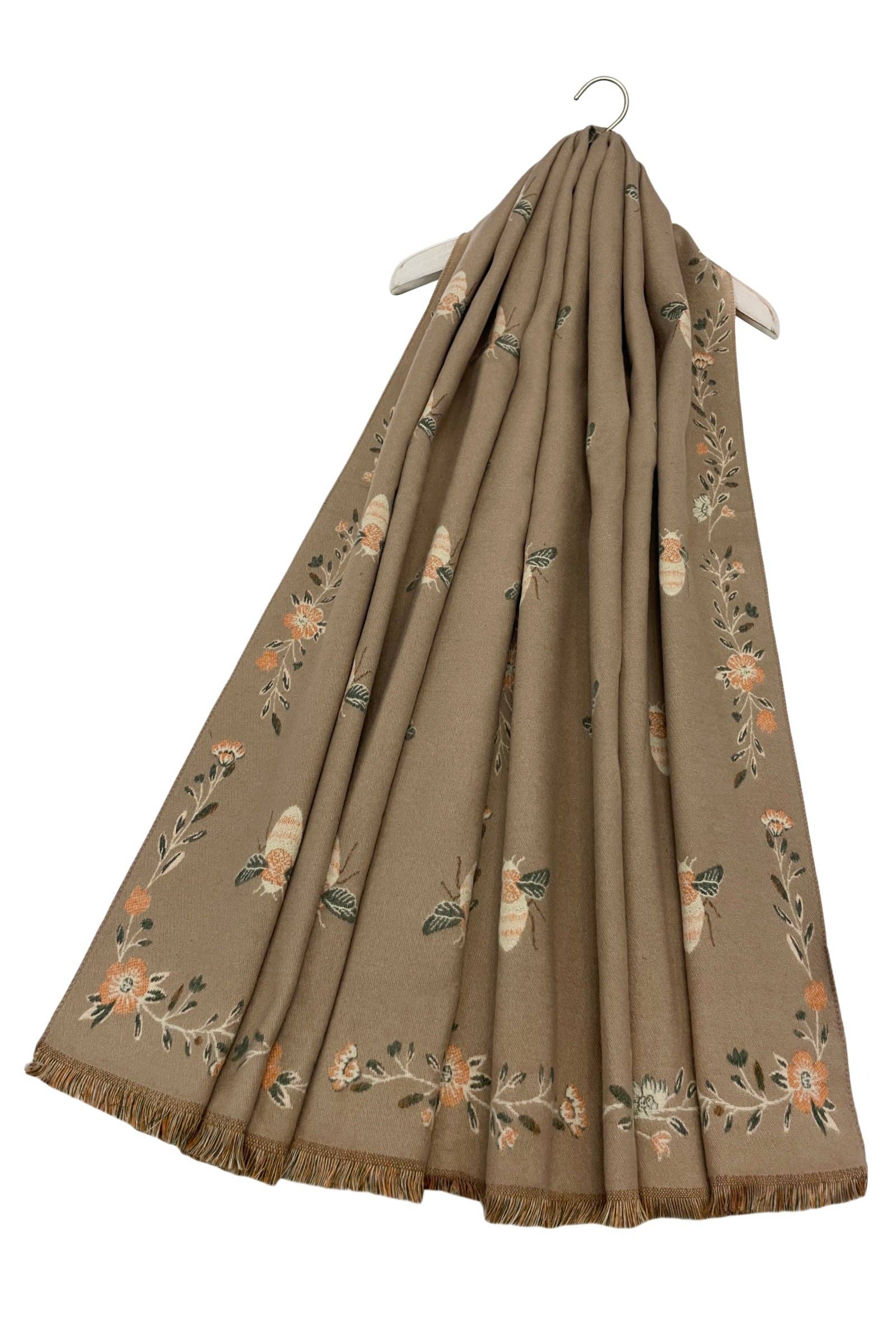 Fashion Scarf World - Wholesale Scarf - Women's - Bee & Floral Soft Woven Frayed Scarf14