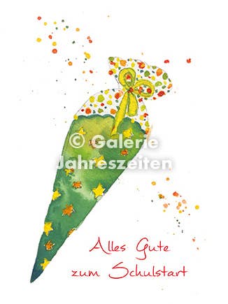 Schultüte - Alles Gute zum Schulstart Klappkarte für den Großhandel von Karen Utermann Galerie Jahreszeiten