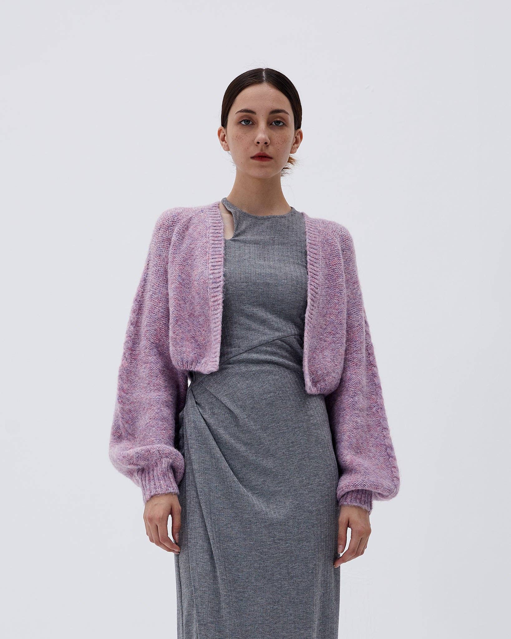 SUNDAY LIFE - Wholesale Cardigan - Women's - Mathilde-Lavender-colored knit short cardigan
