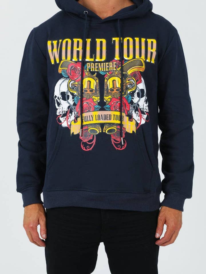 Sweat à capuche entièrement chargé bleu marine pour la vente par World Tour