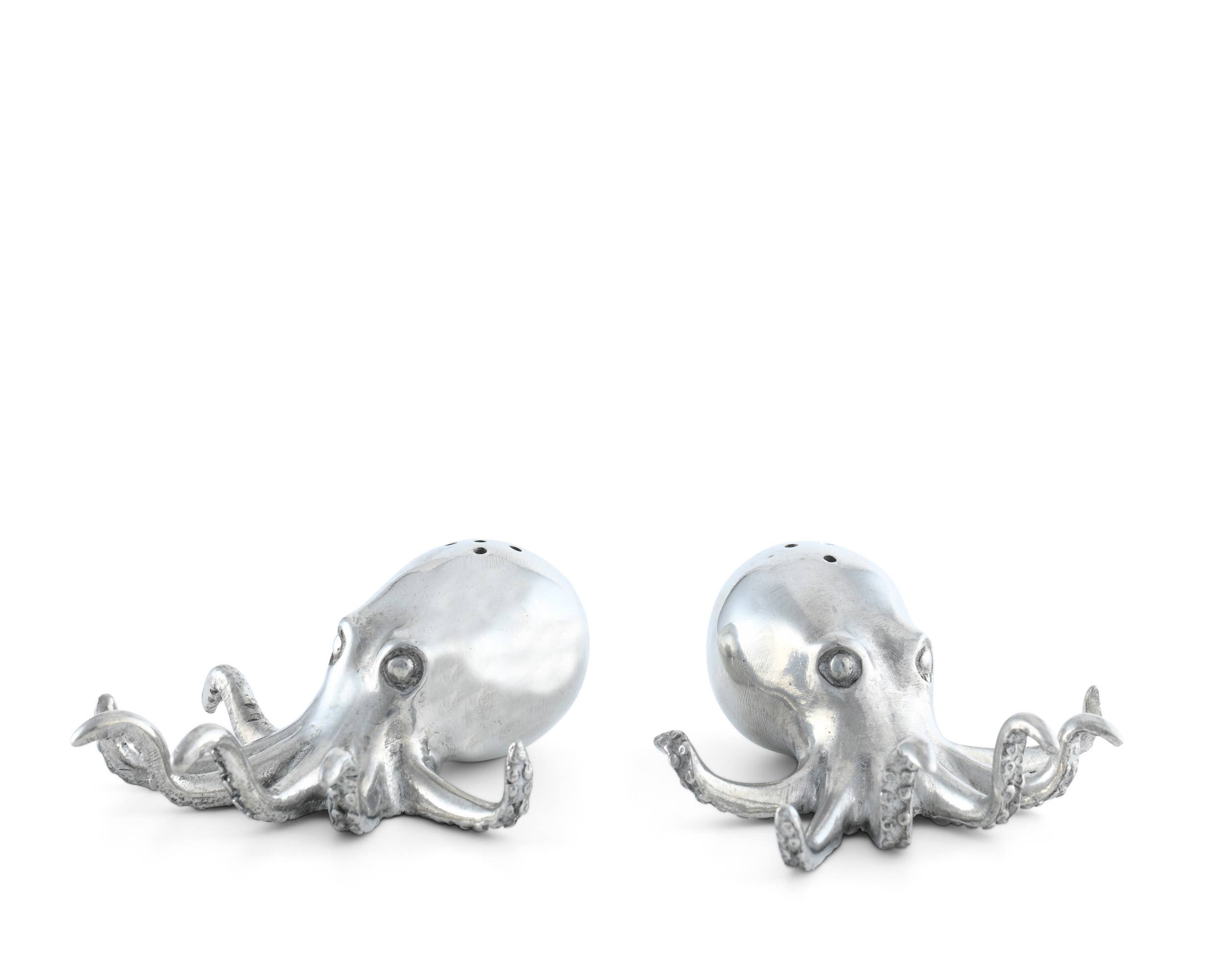 Vagabond House - Wholesale Salt & Pepper Shaker Set - Pewter Octopus Salt & Pepper Set