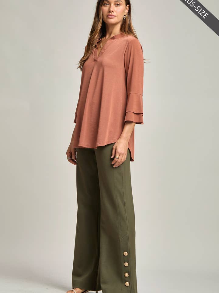 Dear Scarlett - Wholesale Tunic - Women's - PLUS SIZE Solid Color Belled Lizzy Top4