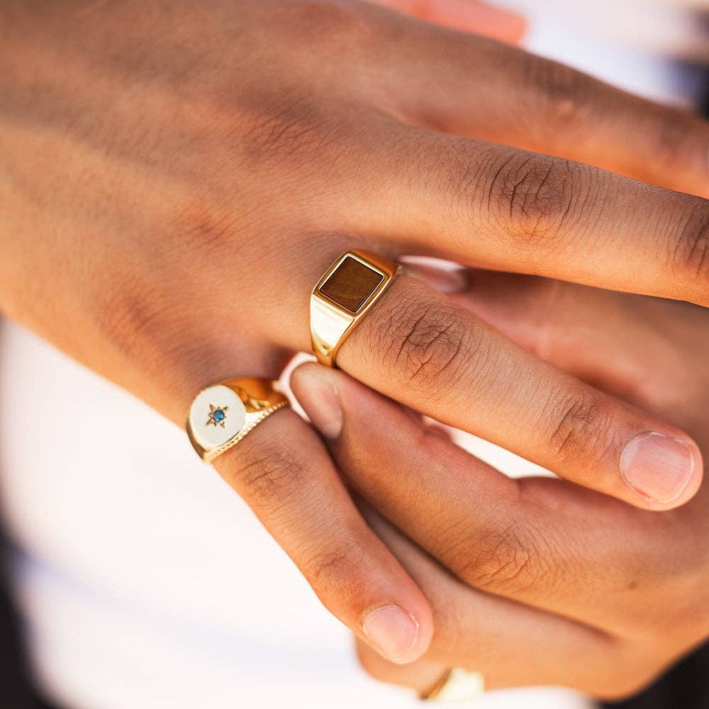 North Star Signet Blue Ring - Gold for wholesale on Faire5