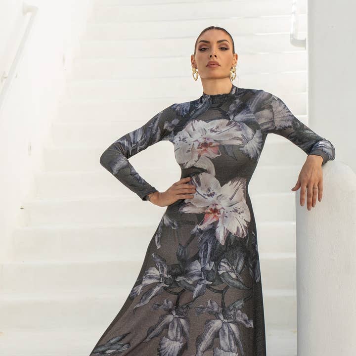 VESTIDO LARGO DE LÚREX - ORCHID ICE para venta al por mayor de Fashion Roots