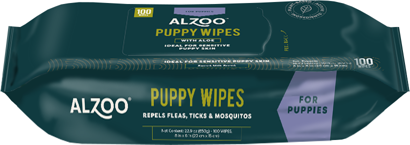 ALZOO - Vente Produit de toilettage – chien - LINGETTES POUR CHIOTS À BASE DE PLANTES ALZOO 100 CARATS1