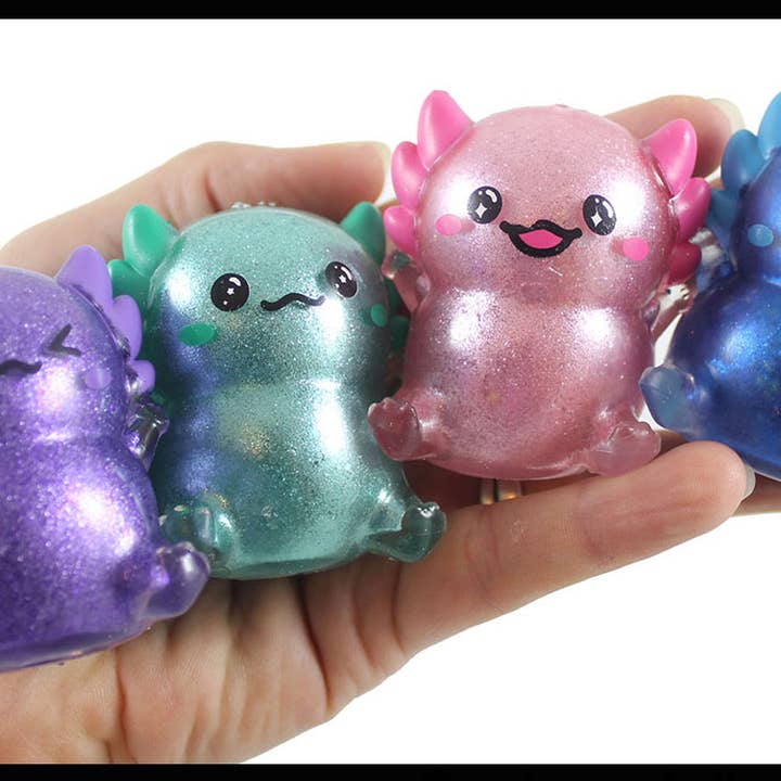 Curious Minds Toys - Wholesale Squishy Toy - Kids & Baby - 1 Axolotl Thick Metallic Gel Stress Ball - Sticky Fun Fidge0