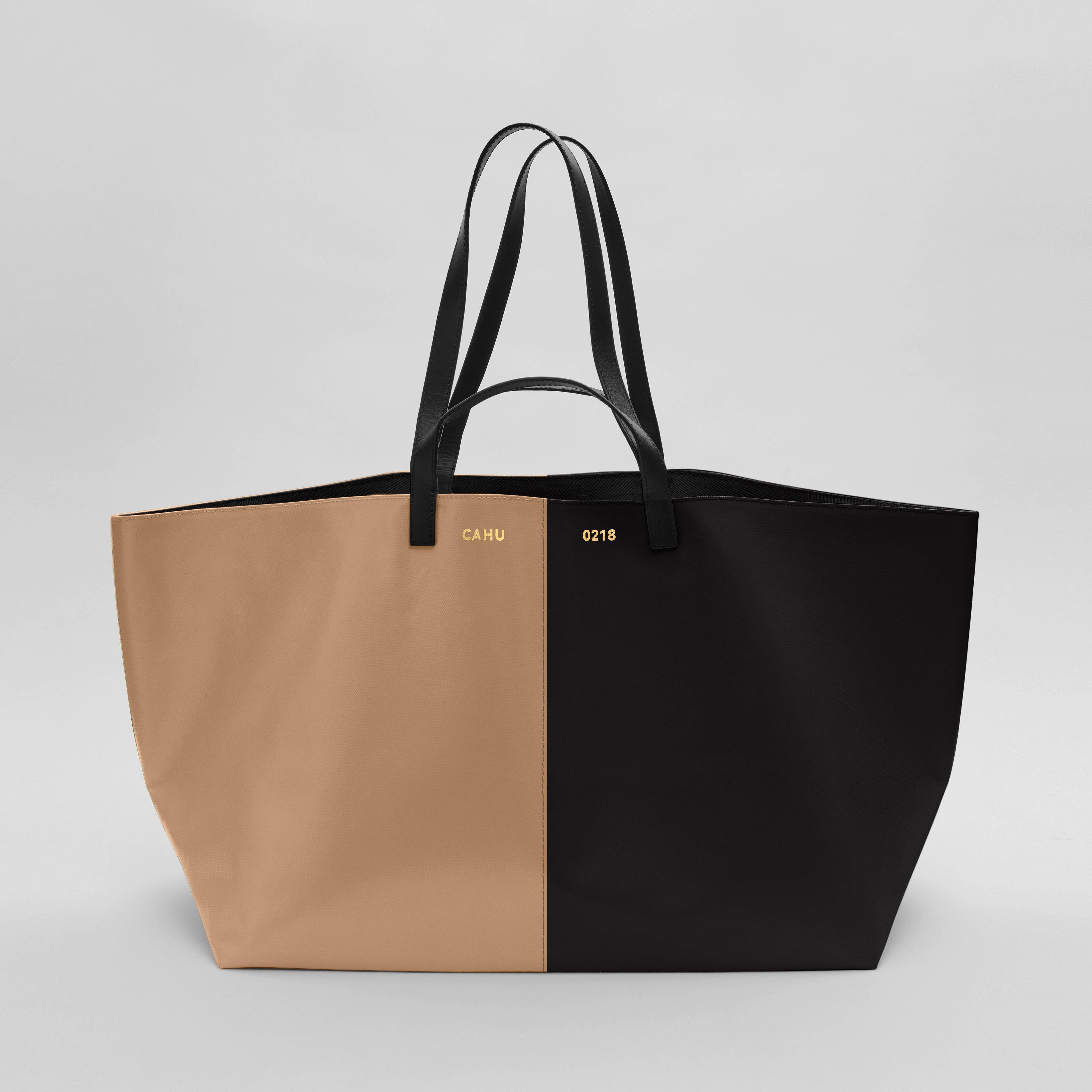 Cahu Paris - Wholesale Draagtas - Dames - The Cream/Black Practice waterdichte PVC canvas tas2