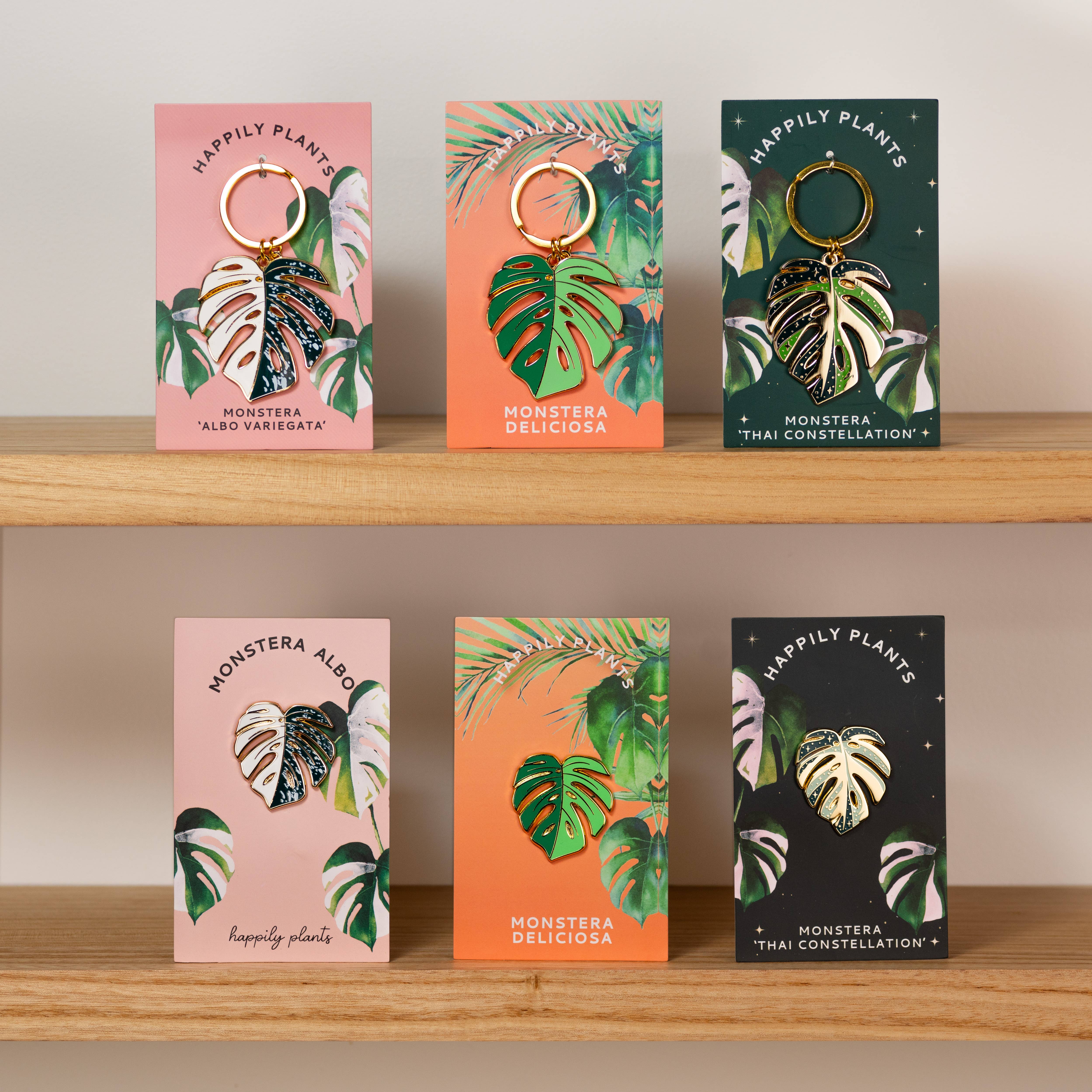 Happily Plants - Wholesale Lapel Pin/Button - Variegated Monstera Albo Plant Enamel Lapel Pin2