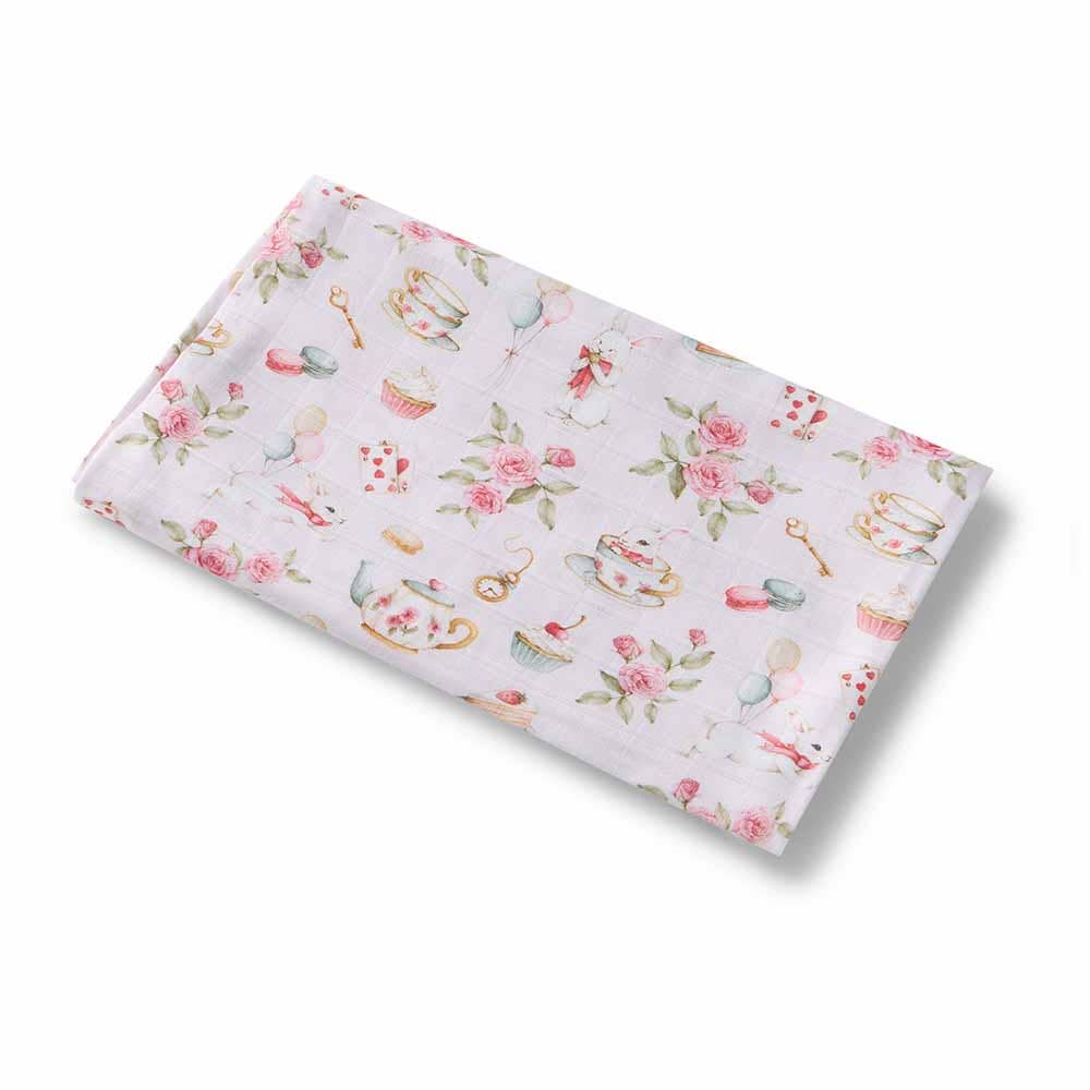 Snuggle Hunny - Wholesale Swaddle - Baby - Alice’s Tea Party Organic Muslin Wrap1