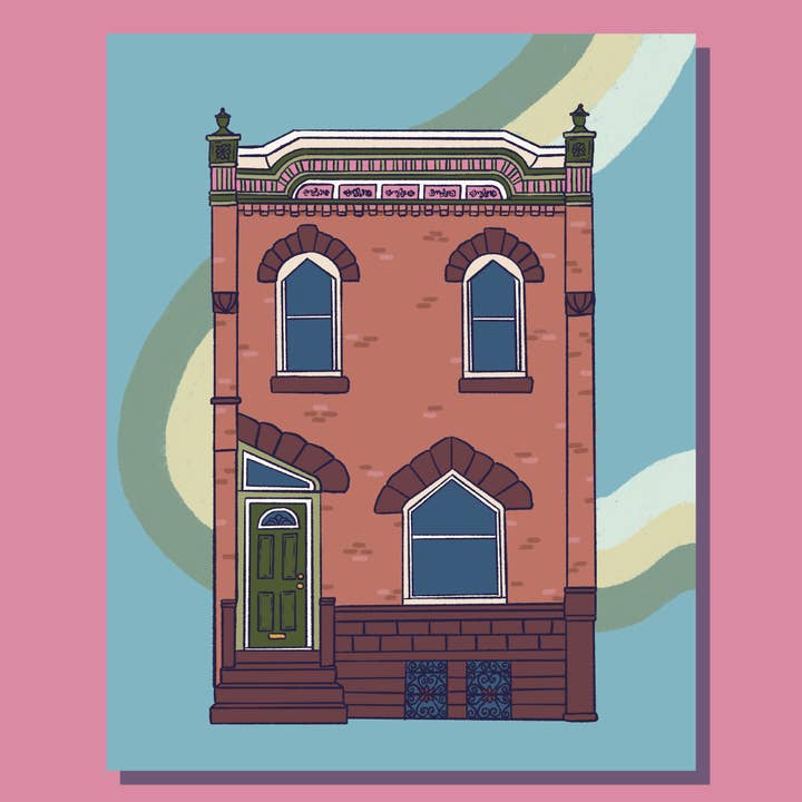 Rowhome City Series - Lower Moyamensing Art Print for wholesale by Sidewalk Press