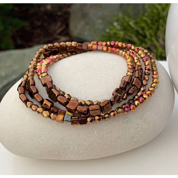 Marlene VanBeek Jewelry - Venta al por mayor Pulsera de cuentas - Pulsera larga Wrap - 5 colores3