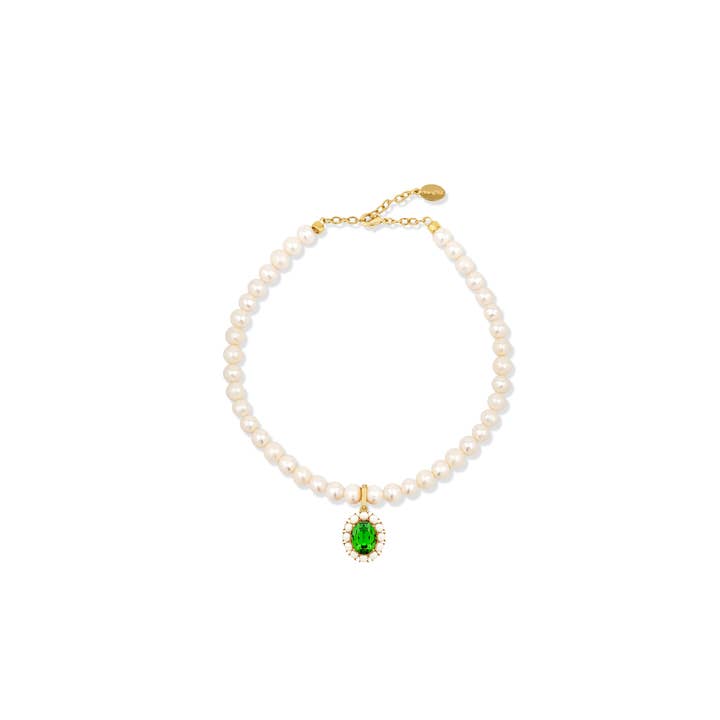 Ninon - Wholesale Individual Charm/Pendant - Petite Ninon Pompadour Oval Yeşil Charm