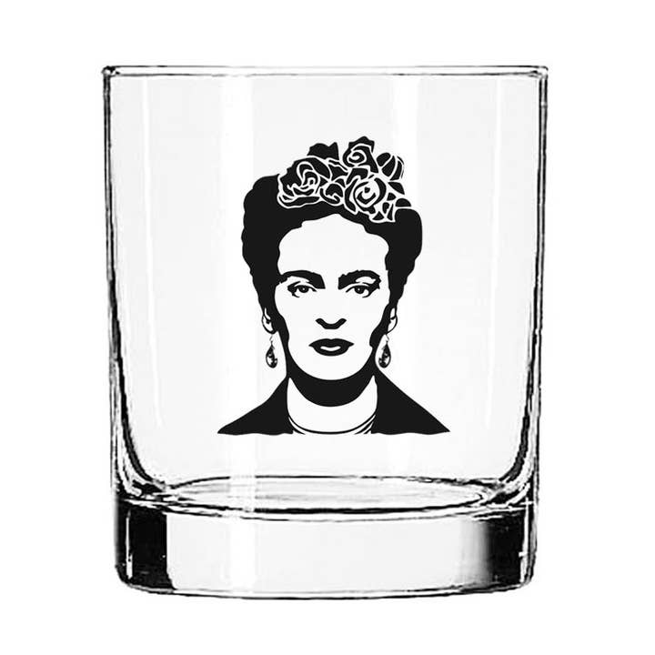 Frida Kahlo 11oz Glass Tumbler for wholesale by Fly Paper Products