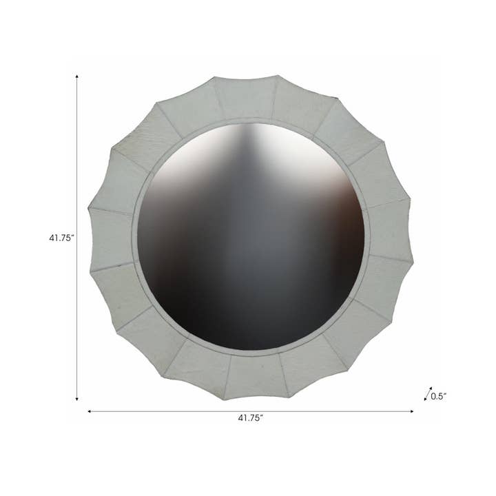 Sagebrook Home - Wholesale Wall Mirror - Wood Inverted Scallop Hair On Hide Mirror - Ivory, 42 in.2