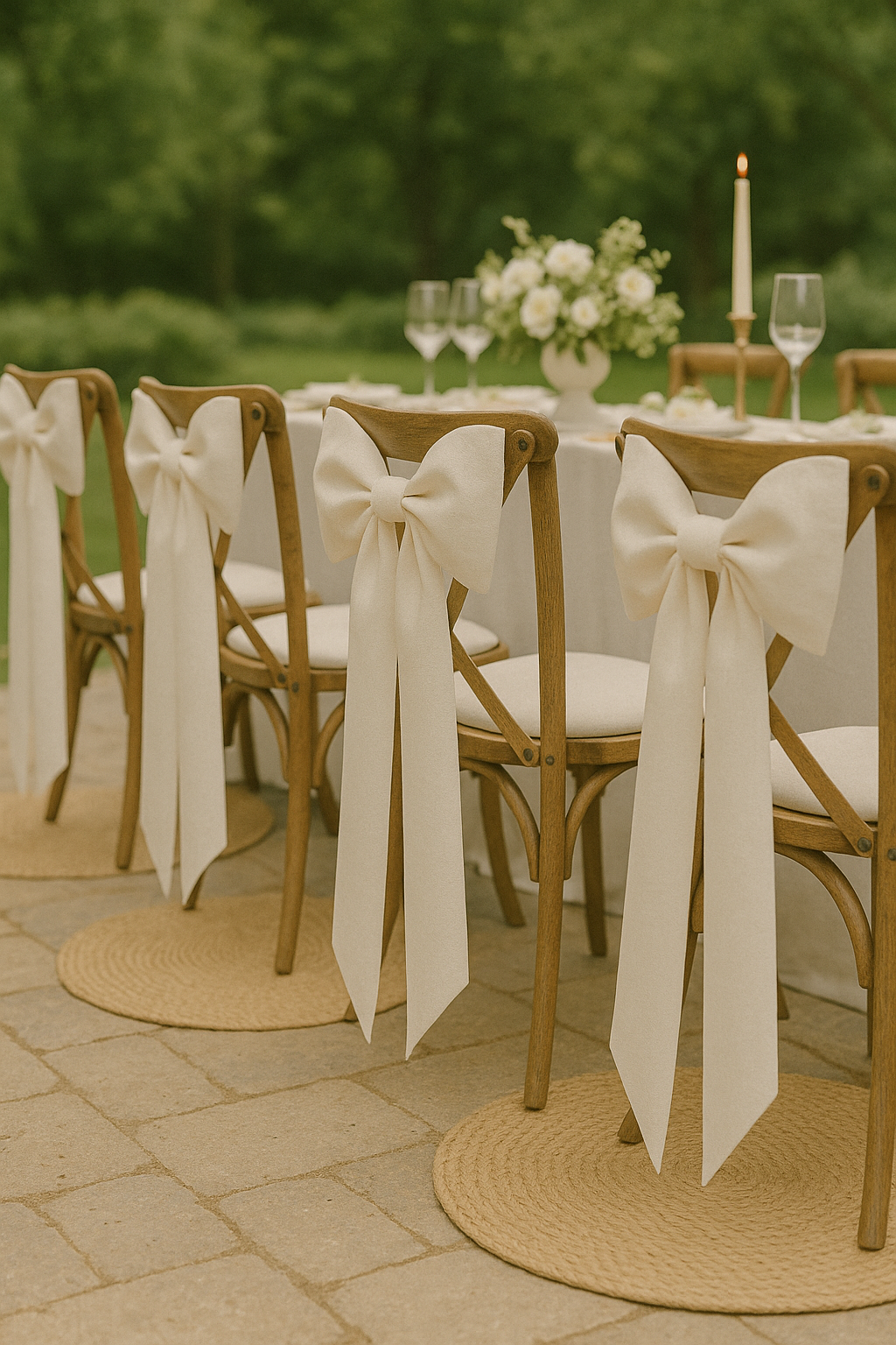 Matrinna - Wholesale Decorative Tabletop Object - Long white linen decorative bow, Large ribbon for interior1