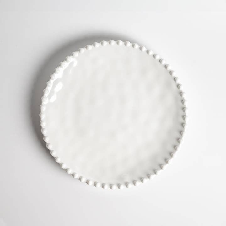 Cream Beaded Pearl 8 inch Melamine Salad Plate | Set of 6 for wholesale on Faire