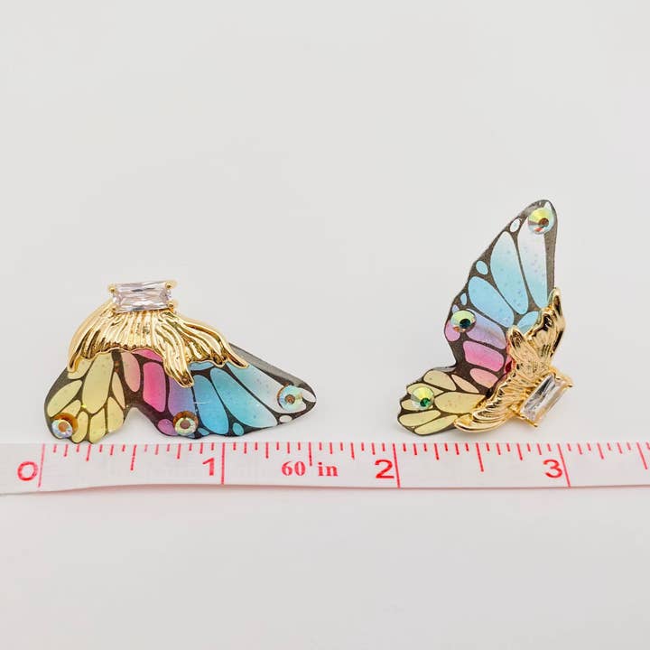 Mio Queena - Wholesale Stud/Post Earrings - Gradient Butterfly Wings Stud Earrings