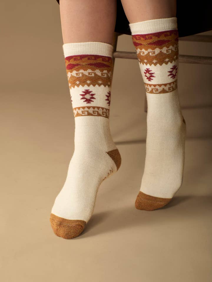 WUAMAN - Alpaca - Wholesale Socks - Unisex - Southwest Alpaca Socks | Light Cushion Socks | Crew Socks