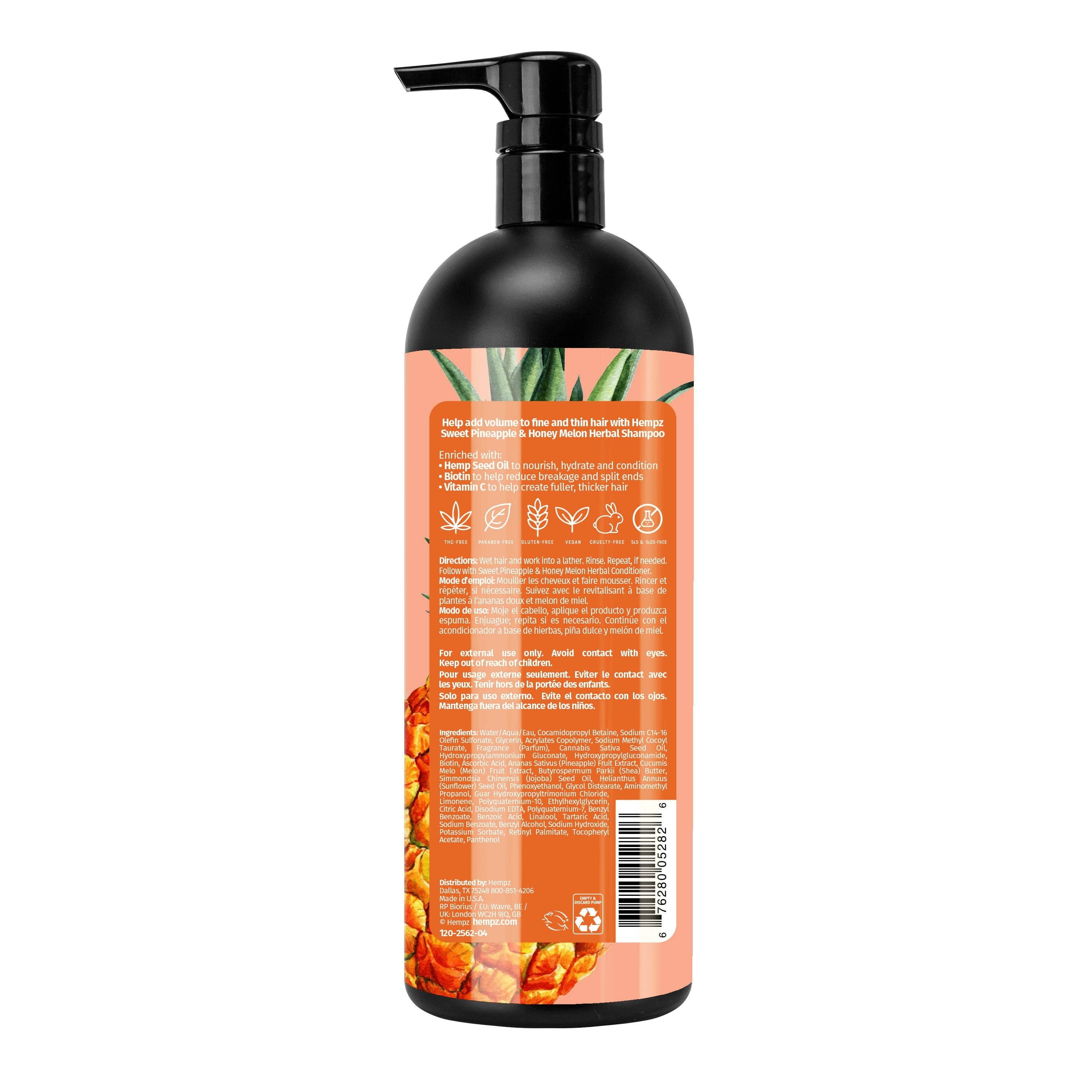 Hempz UK - Venta al por mayor Champús para el cabello - Champú herbal de piña dulce y melón con biotina vegana y vitamina C para cabello fino/fino3