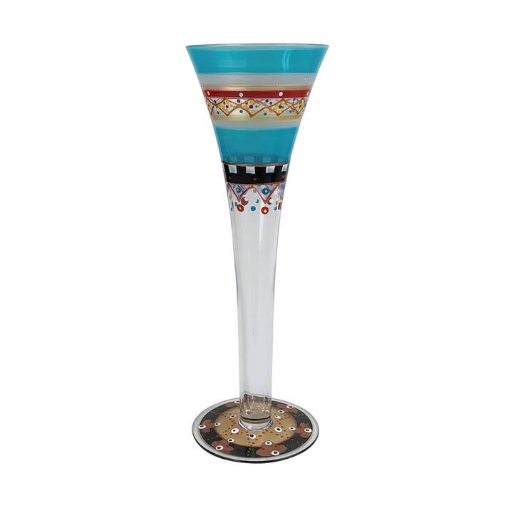 Moroccan Mosaic Carnival Hollow Flutes Glasses for wholesale by Golden Hill Studio