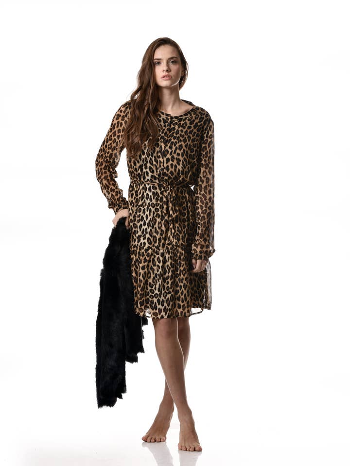 MIMI Robe imprimé léopard noir marron pour la vente par Peau Bronzée