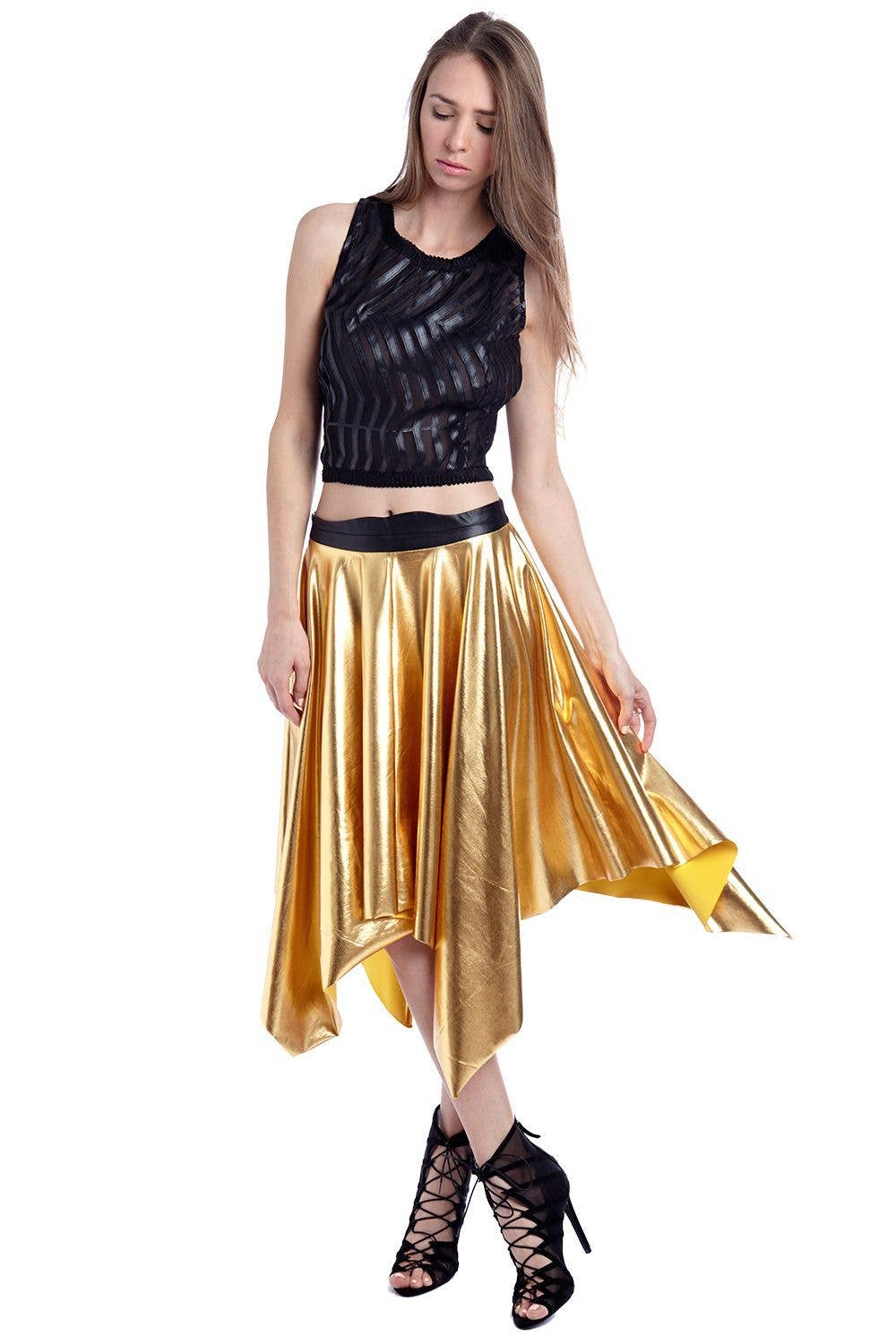 metallic pleated skirt wholesale