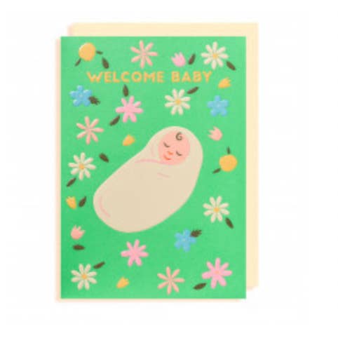 Greeting card "Welcome Baby" Naomi Wilkinson for wholesale by Bazaar Noir UG