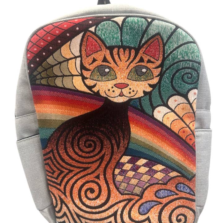 Vintage Tapestry Backpack Cat Pattern for wholesale by CRETE TRADING INC