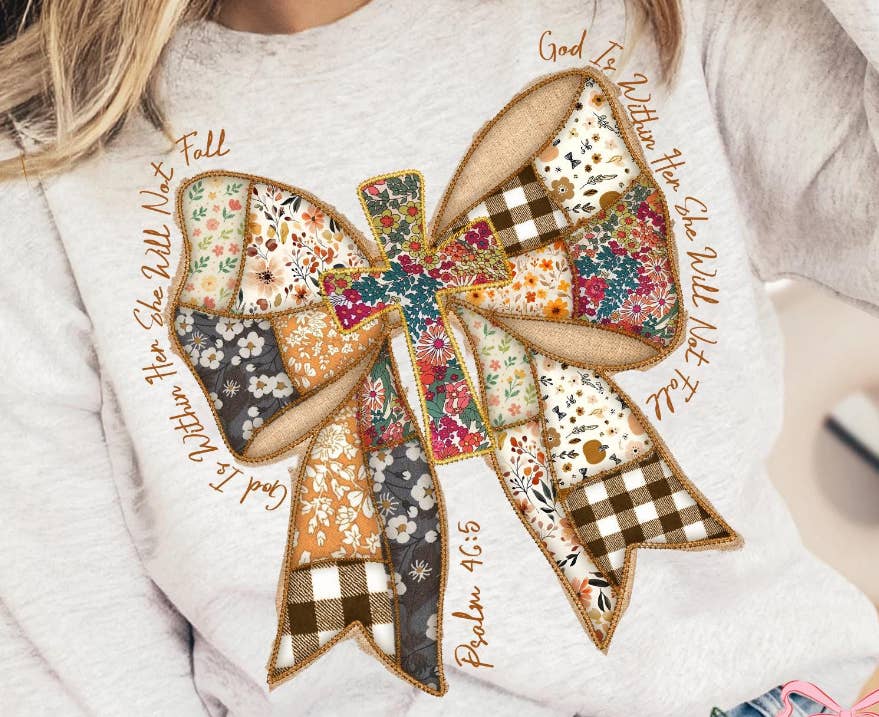 Blazing Oaks Clothing Company - Wholesale Graphic Sweatshirt - Women's - Faux Patchwork Cross Bow Sweatshirt