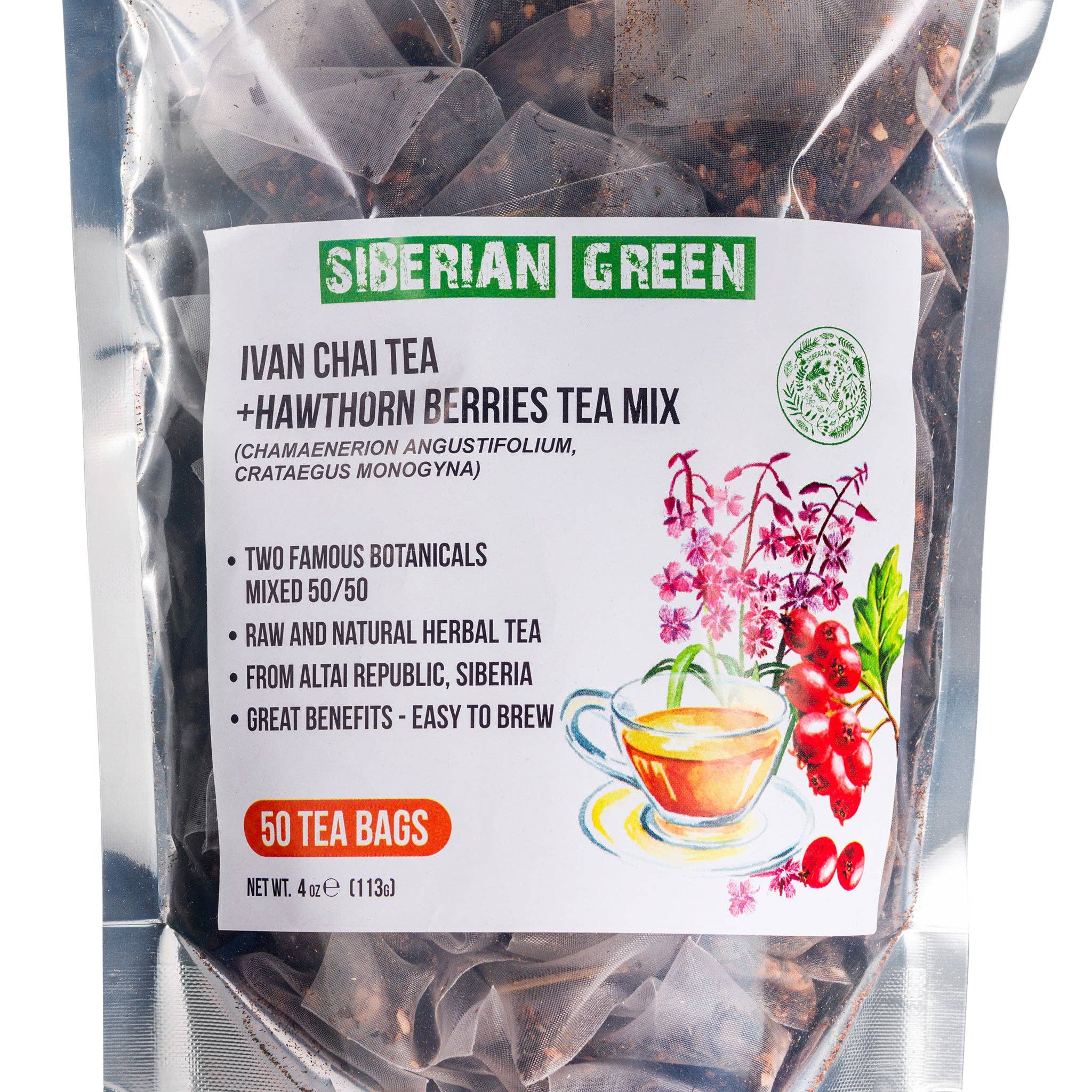 SiberianGreen - Wholesale Tea Bags - Siberian Hawthorn Berry Green Ivan Chai Tea - 50 Tea Bags2