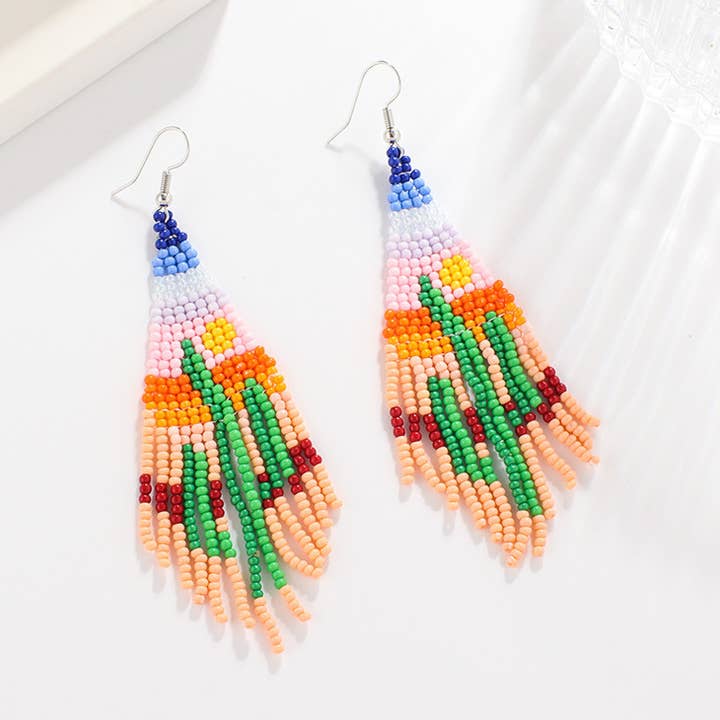 Boucles d'oreilles à pampilles perlées en forme de graine de cactus - 4 paires pour la vente par Gypsy Soul