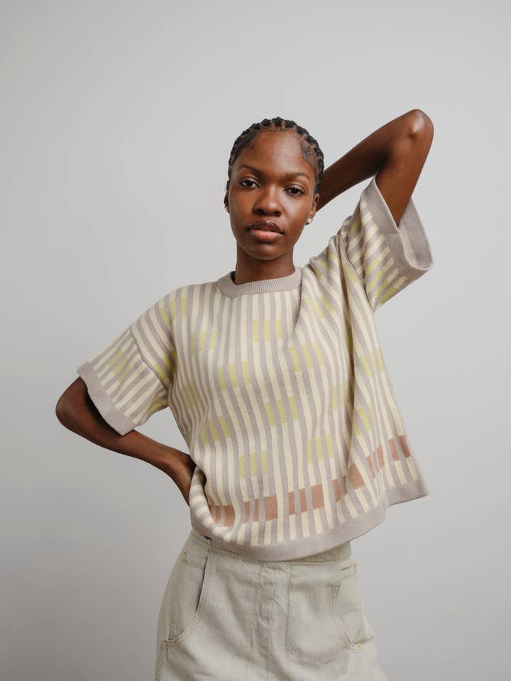 Bauhaus Short Sleeve Sweater Tee - Cumulus for wholesale by The Endery