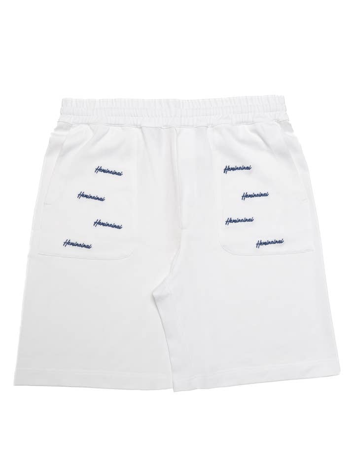Pantalones cortos bordados HEMBERP Creamy White para venta al por mayor de HEMINEINAI