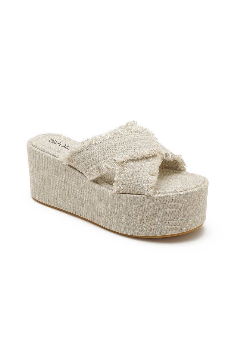 Joia Paris - Wholesale Mules - Women's - Wedge mule crossed in ripped denim FF-621