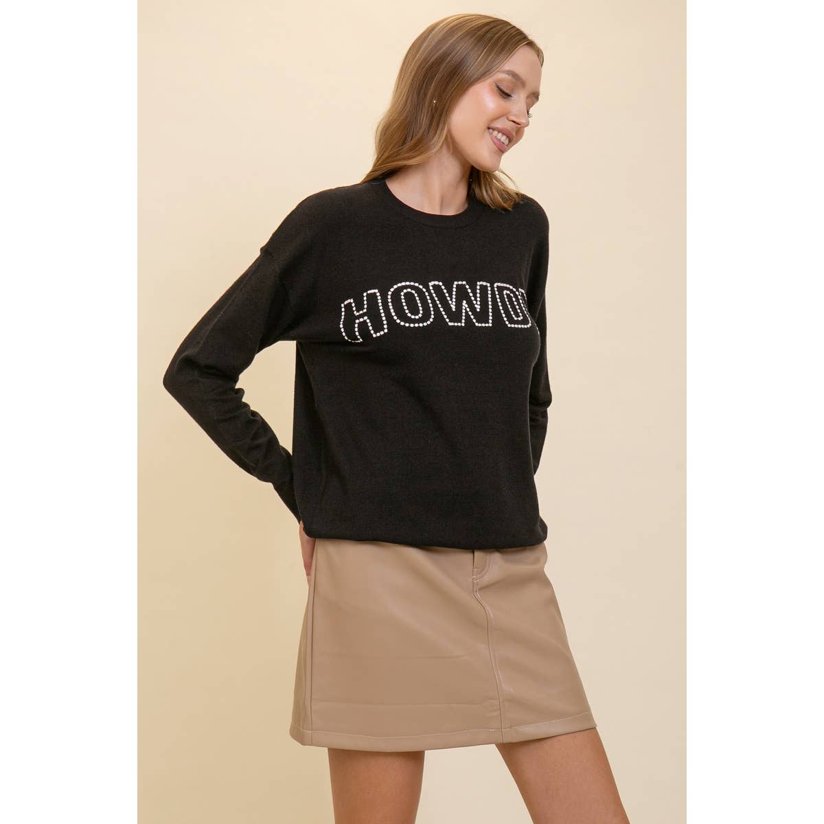 Blue Bunny Inc - Wholesale Knit Sweater - Women's - Playful HOWDY Stitched Sweater for Cozy Casual Style1